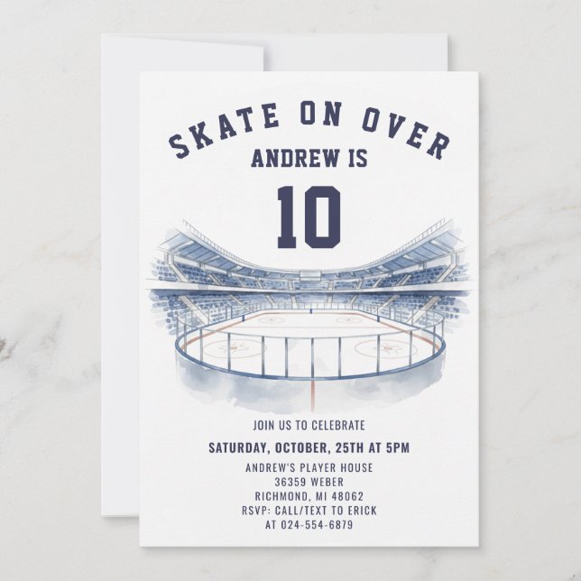 Personal Hockey Theme Birthday Party Invitation Inbjudningar (Framsida)