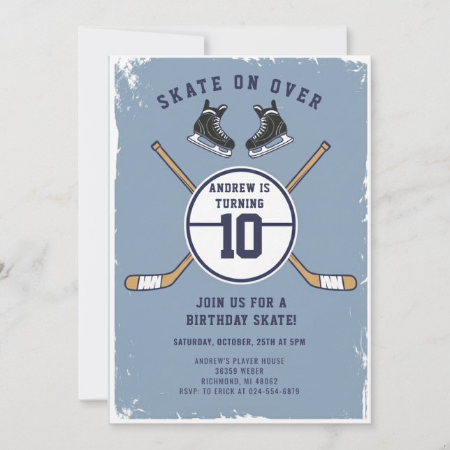 Personal Hockey Theme Birthday Party Invitation Inbjudningar (Framsida)