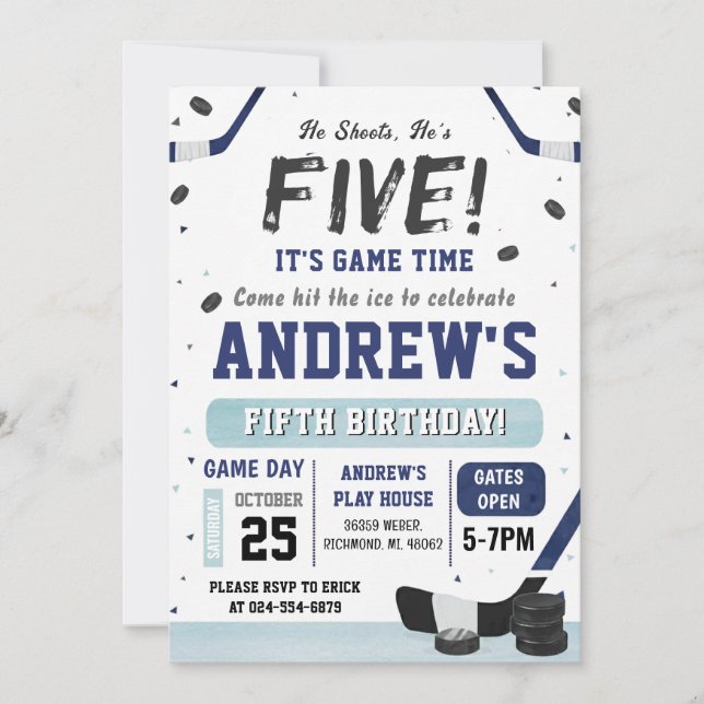 Personal Ice Hockey Birthday Invitation Inbjudningar (Framsida)