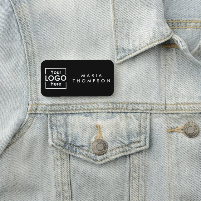 Personal inom Black Personlig Business Logotyp Emp Namnbricka (På plats)