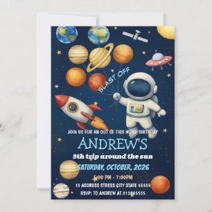 Personal Kids Rymden Astronaut Birthday Inbjudningar