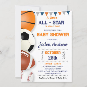 Personal Little All-Star Sport Baby dusch Inbjudningar