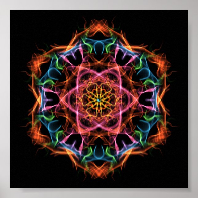 Personal Meditation Fractal Mandala Rosa & Orange Poster (Framsidan)