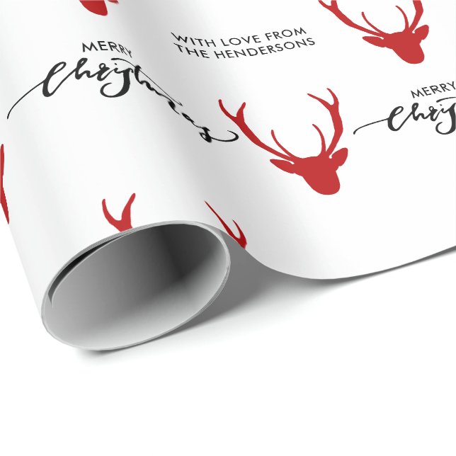 Personal Message Red Reindeer God jul Presentpapper (Rullad Hörn)