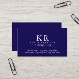 Personal Minimalist Simple Navy Blue Visitkort