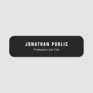 Personal Namn bricka Modern Black and White Namnbricka