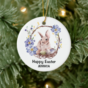 Personal Namn Funny Bunny Glad påsk Julgransprydnad Keramik