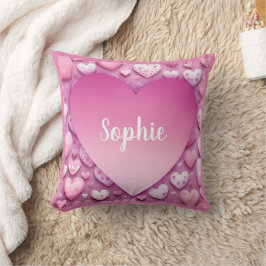 Personal Namn Rosa Heart Kudde