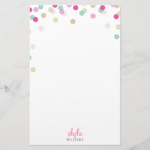 PERSONAL NOTE gullig konetti rosa mint guld Brevpapper