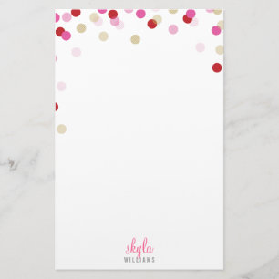 PERSONAL NOTE söt, ljust konetti röd rosa guld Brevpapper