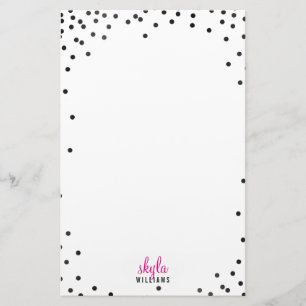 PERSONAL NOTE söt roligt polka dot confietti svart Brevpapper