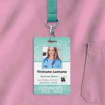 Personal Photo ID Barcode Logotyp Aqua Blue Glitte