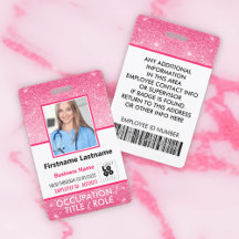 Personal Photo ID Barcode Logotyp Shock rosa Namn