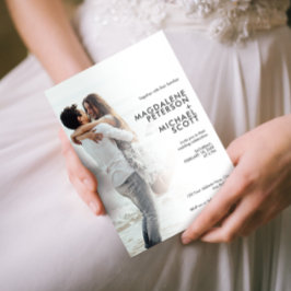 Personal Photo Typography White Gradation Bröllop Inbjudningar