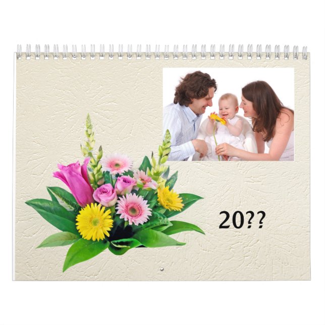 Personal Photos with small Frame and Flowers Kalender (Omslag)