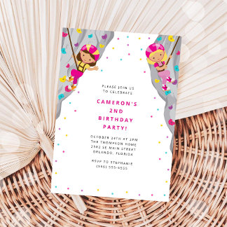 Personal Rock Climbing Birthday Party Invitation Inbjudningar