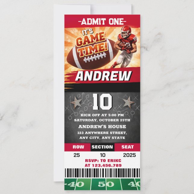 Personal Rugby birthday Ticket For boy Inbjudningar (Framsida)