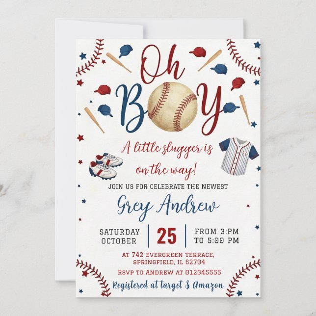 Personal Simple baseball Sports Baby Shower Inbjudningar (Framsida)