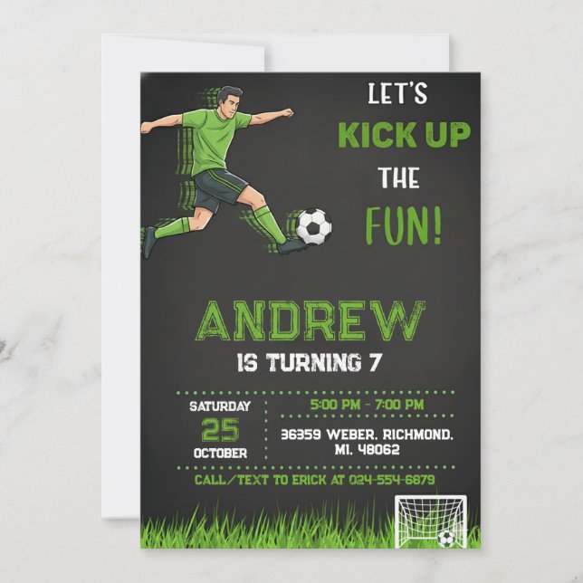 Personal Soccer Birthday Invitation Inbjudningar (Framsida)
