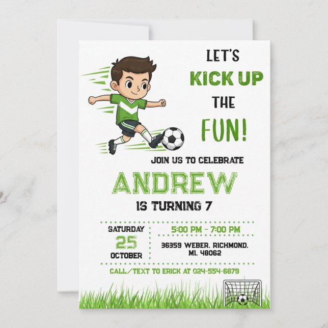 Personal Soccer Birthday Invitation Inbjudningar (Framsida)