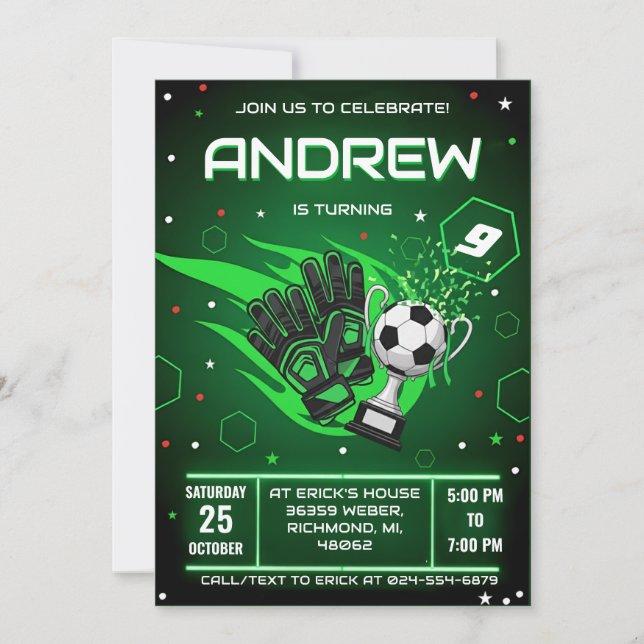 Personal Soccer Birthday Invitation Inbjudningar (Framsida)