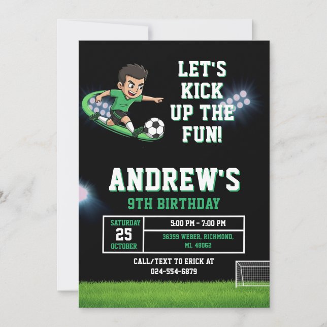 Personal Soccer Birthday Invitation Template Inbjudningar (Framsida)