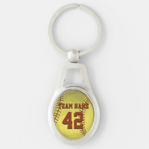 Personal Softball Art Ovalt Silverfärgad Nyckelring