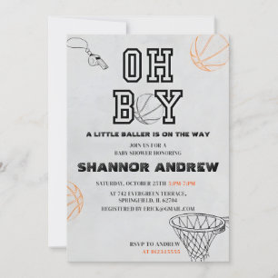 Personal Sport Digital Basketball Baby Shower Inbjudningar