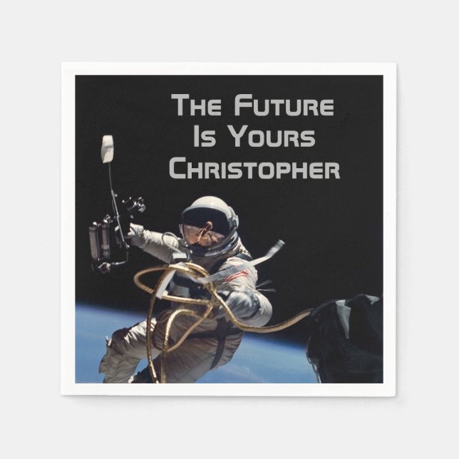 Personal Studenten Space Walk Astronaut Pappersservett (Framsidan)