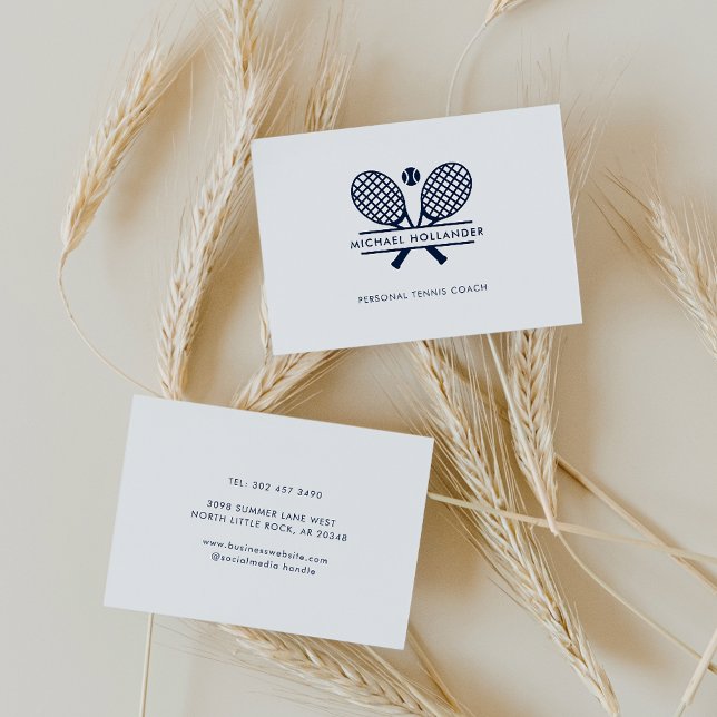 Personal Tennis Coach Minimalist Trainer Visitkort (Tennis Coach Custom Professional Team Trainer Euro Business Card)