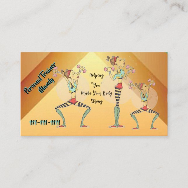 Personal Trainer 3.5" x 2.0" Business Card Visitkort (Framsida)