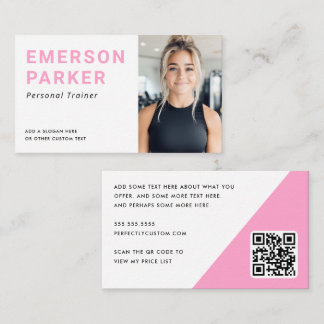 Personal trainer fitness coach photo pink visitkort