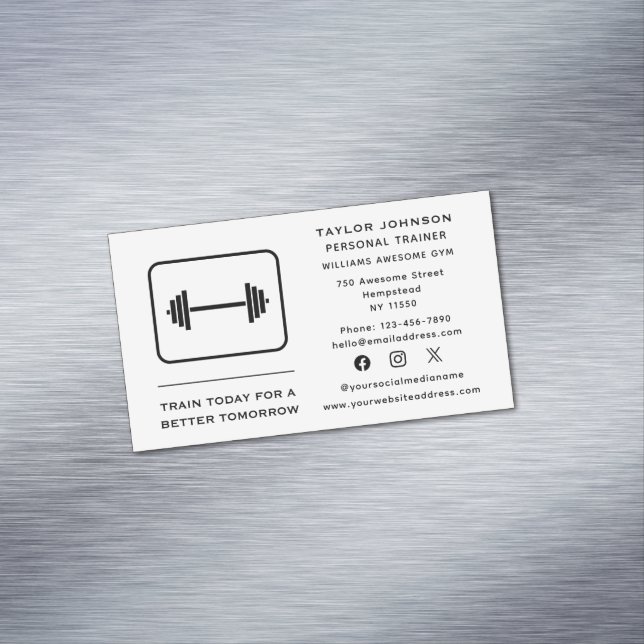 Personal Trainer Fitness Instructor Social Media Magnetiska Visitkort (In Situ)