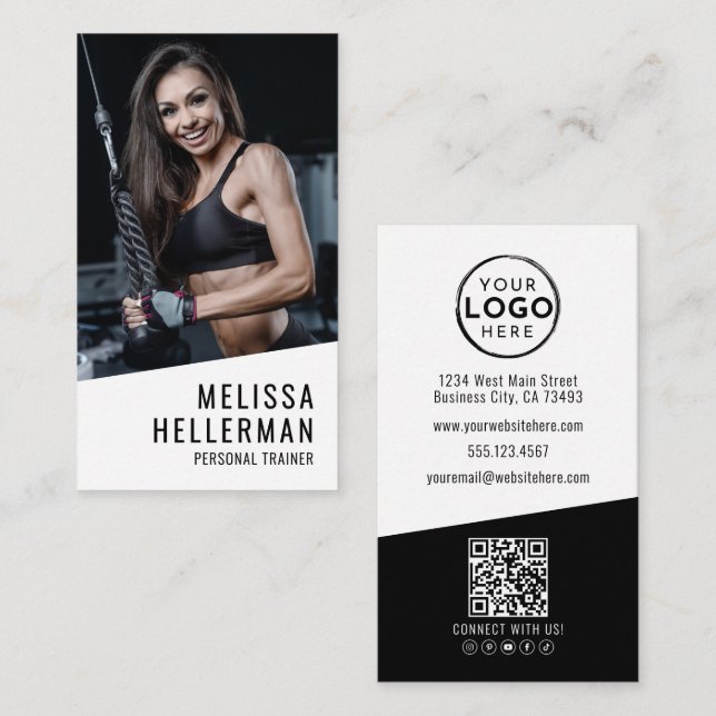 Personal Trainer Photo Vertical Visitkort (Fram/baksida)