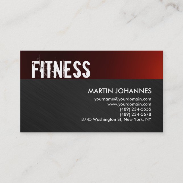 Personal Trainer Red Grått Affärskort Visitkort (Framsida)