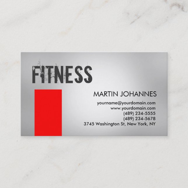 Personal Trainer Red Grått Affärskort Visitkort (Framsida)