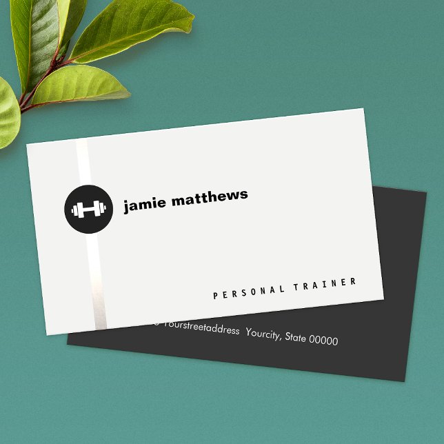Personal Tränare Dumbbell Logotyp Fitness Instruct Visitkort (Skapare uppladdad)