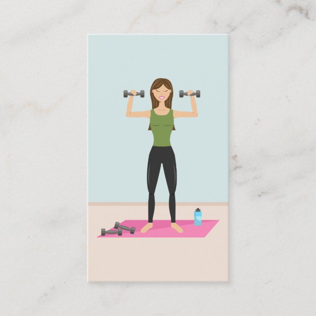 Personal tränare för Fitness Girl Illustration Visitkort (Framsida)