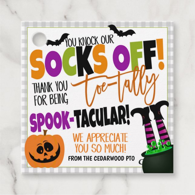 Personal vid Halloween Sock Gift Märkres Gåvor Etiketter (Framsida)