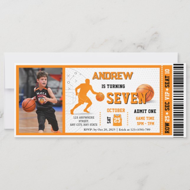 Personal VIP Basketball Game Birthday Ticket Inbjudningar (Framsida)