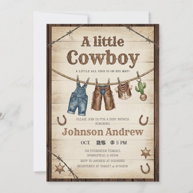 Personal Wild West Baby Shower  Inbjudningar (Framsida)