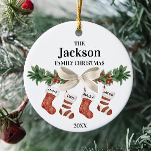 Personalisable Family Of 4 Christmas Stocking Julgransprydnad Keramik