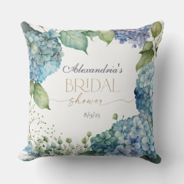 Personalise Bridal Shower Blue Hydrangeas Welcome Kudde