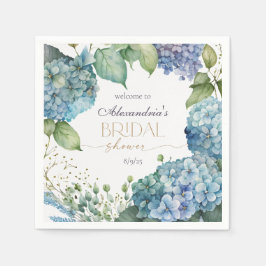 Personalise Bridal Shower Blue Hydrangeas Welcome Pappersservett
