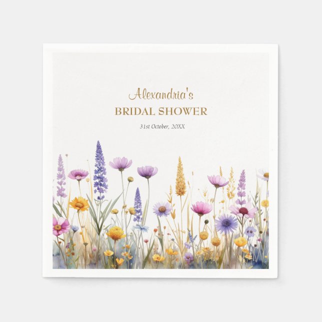 Personalise Bridal Shower Wildflowers Pappersservett (Framsidan)