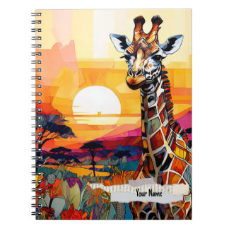 PERSONALISE Giraffe African Sunset Notebook Anteckningsbok