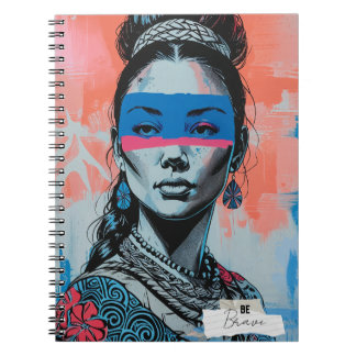PERSONALISE Modern Pop Art Be Brave Portrait  Anteckningsbok