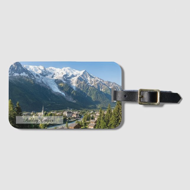 Personalise Mount Blanc French Alps Mountain Bagagebricka (Framsida horisontal)