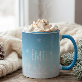 personalise name snowflake winter cold vibe mug  mugg