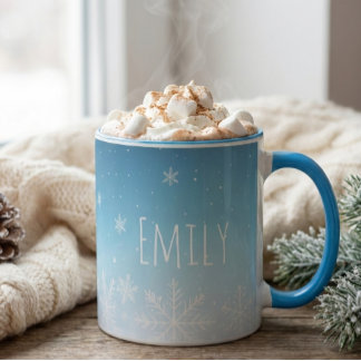 personalise name snowflake winter cold vibe mug  mugg